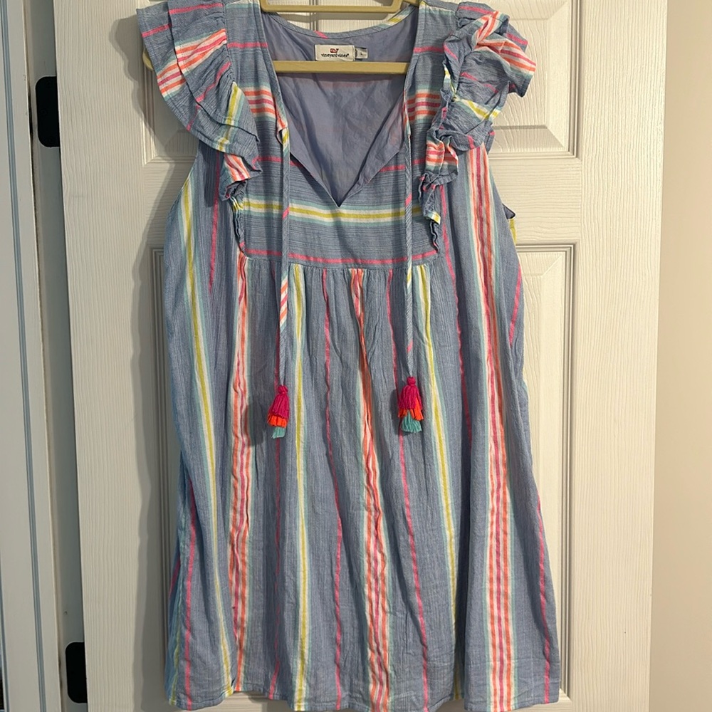 Vineyard Vines Linen/Tassel Dress L